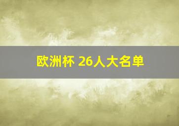 欧洲杯 26人大名单